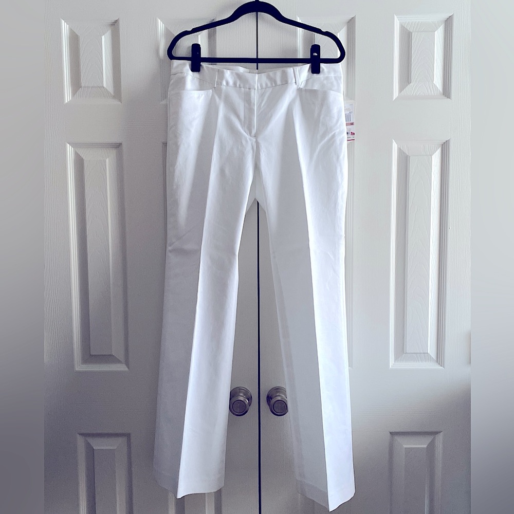 MICHAEL KORS COTTON GRAMERCY FIT TROUSERS PANTS CAREER RESORT PREPPY White 12